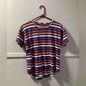 Madewell Navy and Rust Striped Tee